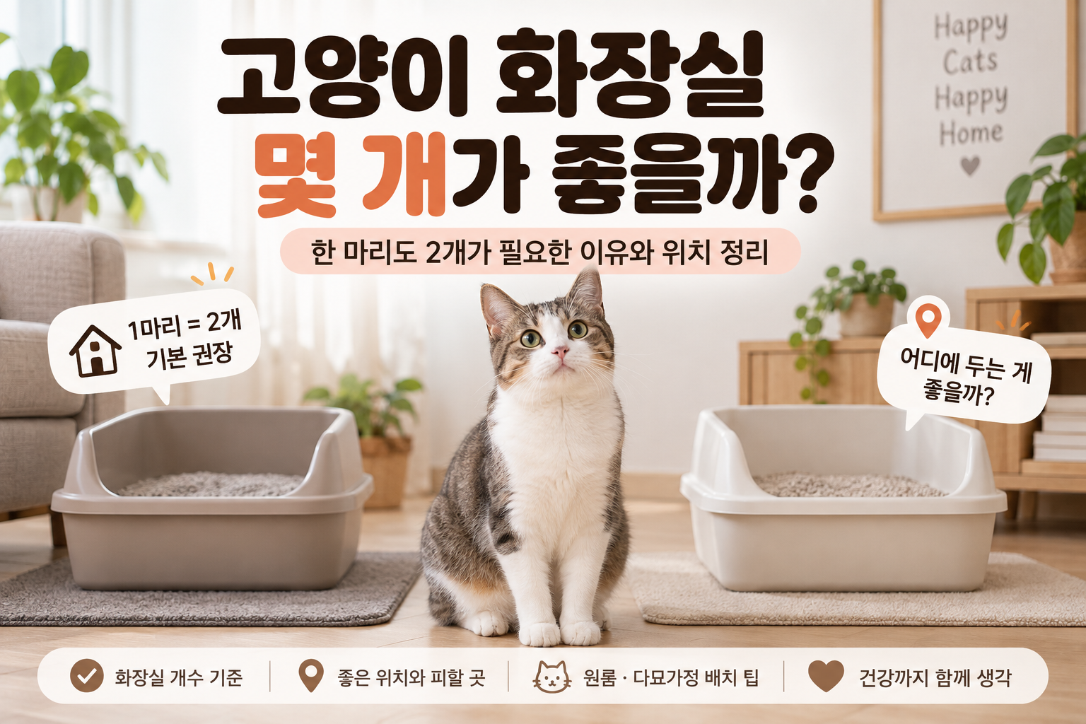 고양이 화장실 개수 한 마리 2개 권장과 화장실 위치 안내