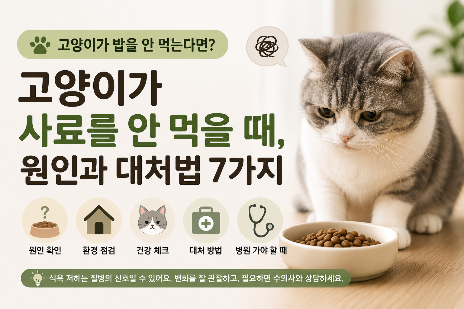 고양이가 사료를 안 먹을 때 원인과 대처법 7가지