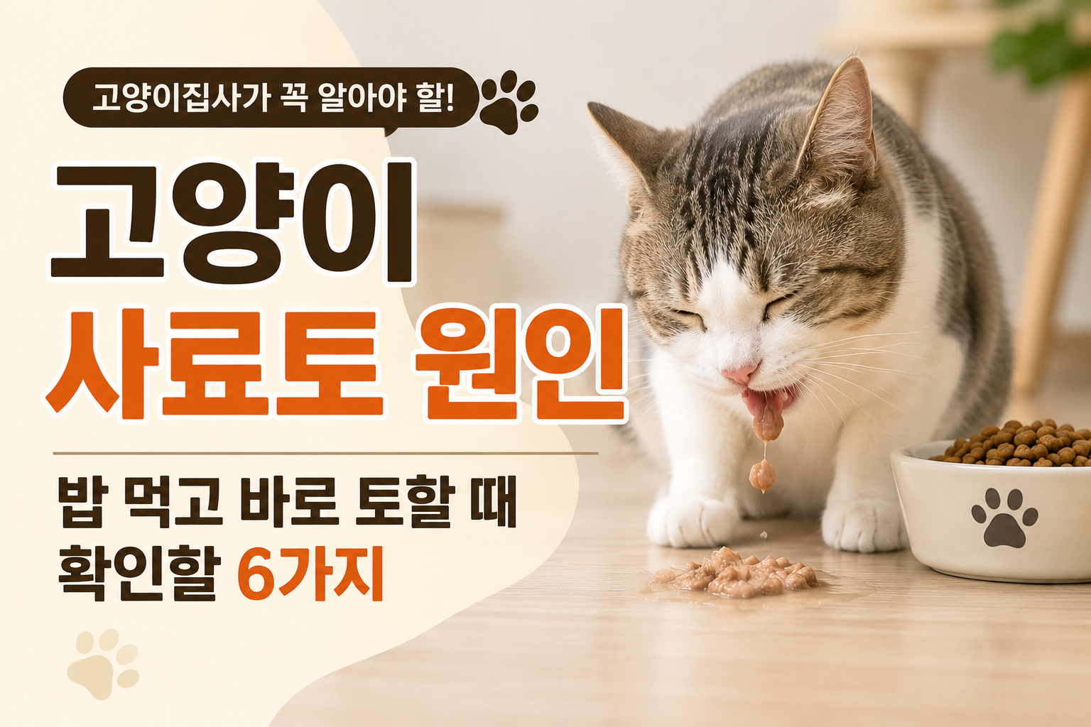 고양이 사료토 원인 밥 먹고 바로 토할 때 확인할 6가지