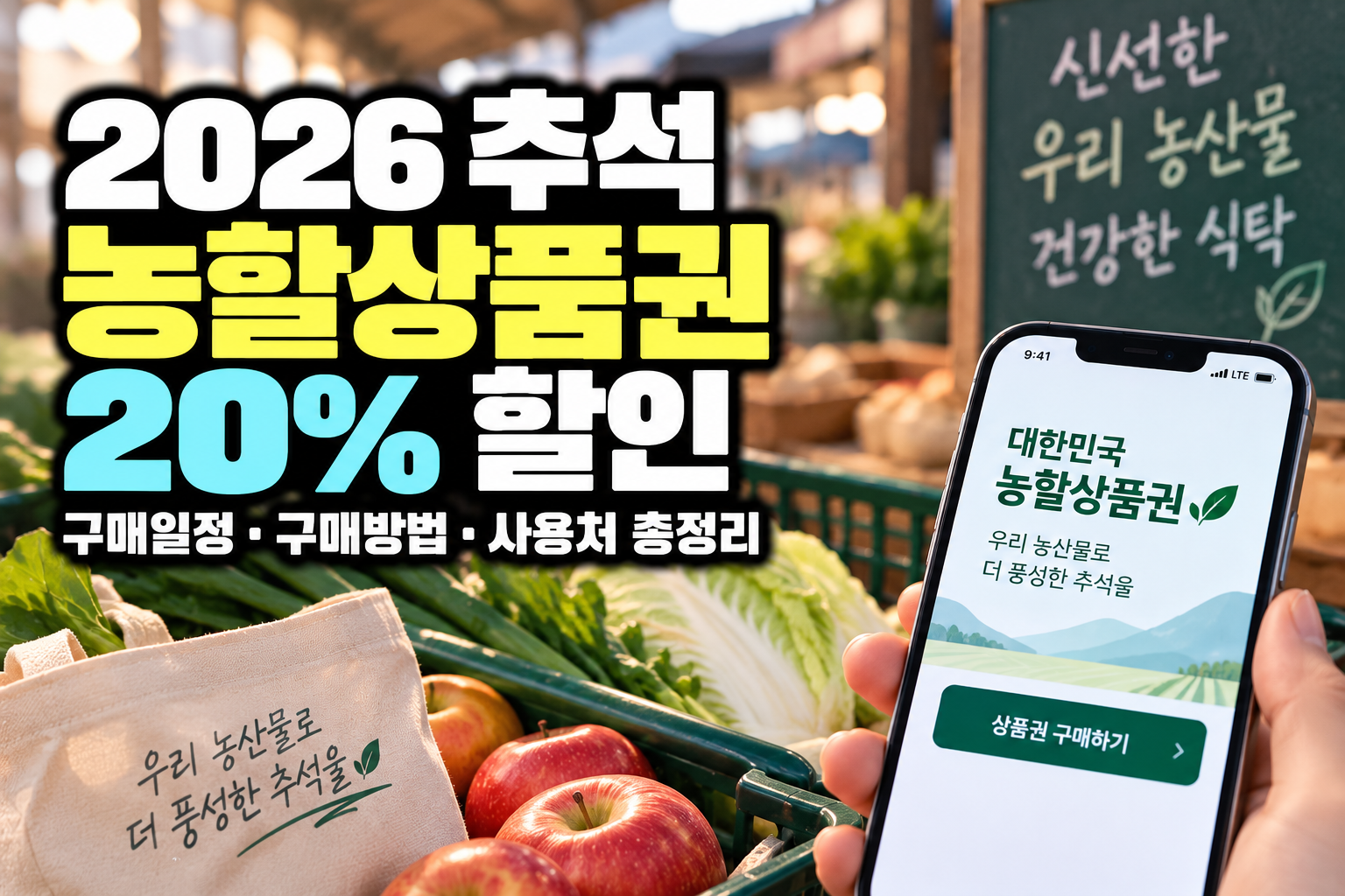 2026 추석 농할상품권 20% 할인 구매일정 구매방법 사용처