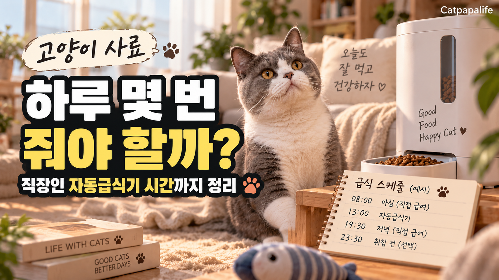 고양이 사료 하루 몇 번 직장인 자동급식기 급여 횟수와 시간 정리