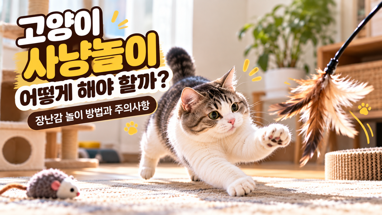 고양이 사냥놀이 장난감 놀이 방법과 안전하게 놀아주는 방법