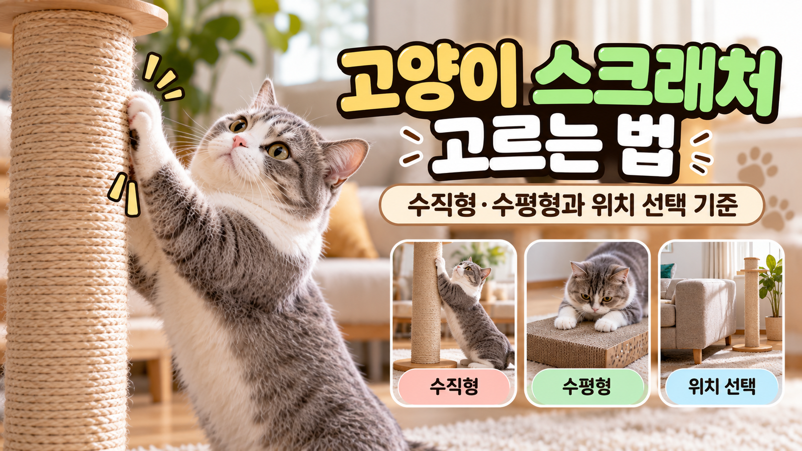고양이 스크래처 고르는 법 수직형 수평형과 위치 선택 기준